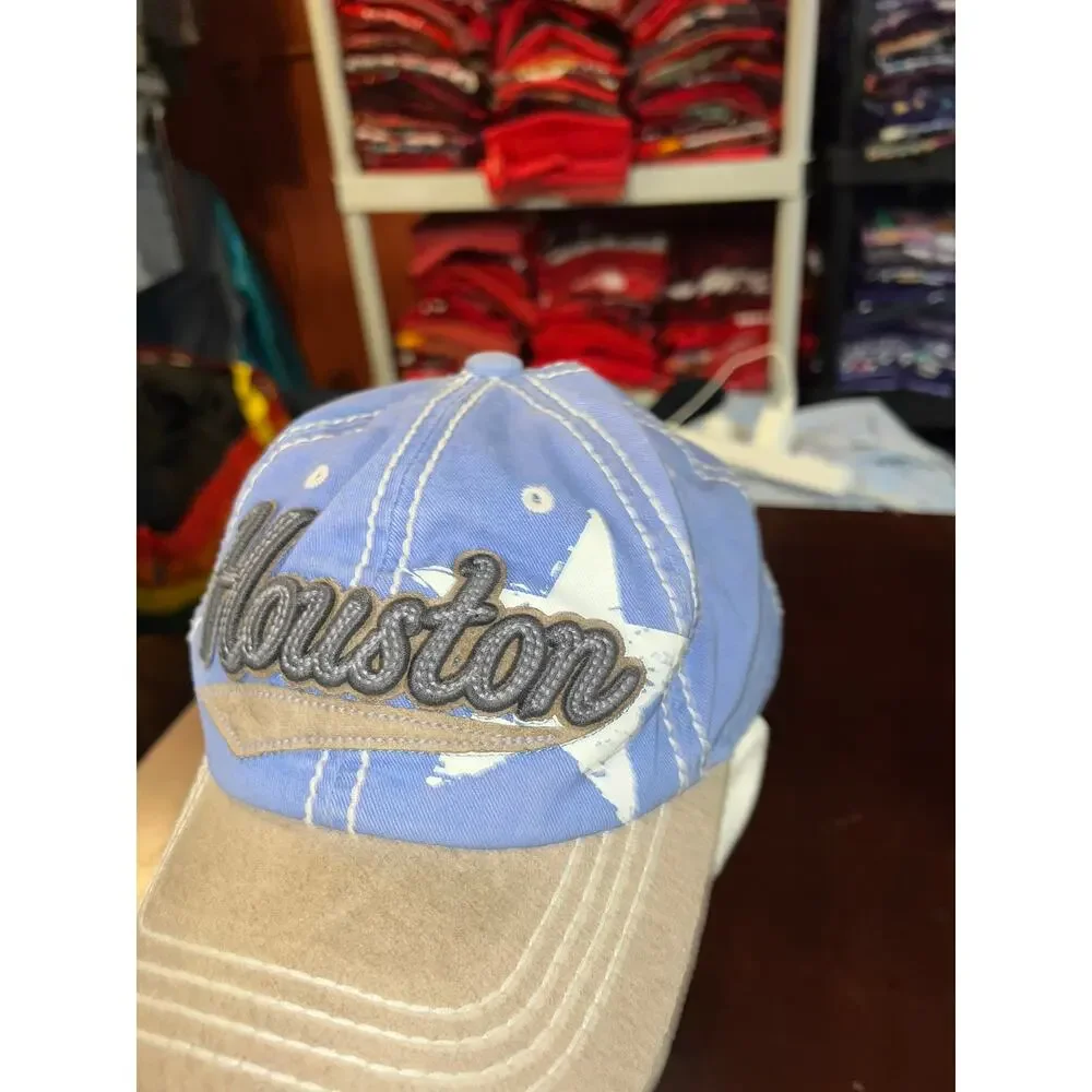 Vintage Houston Texas Hat TX Star Blue Cap Headwear OS